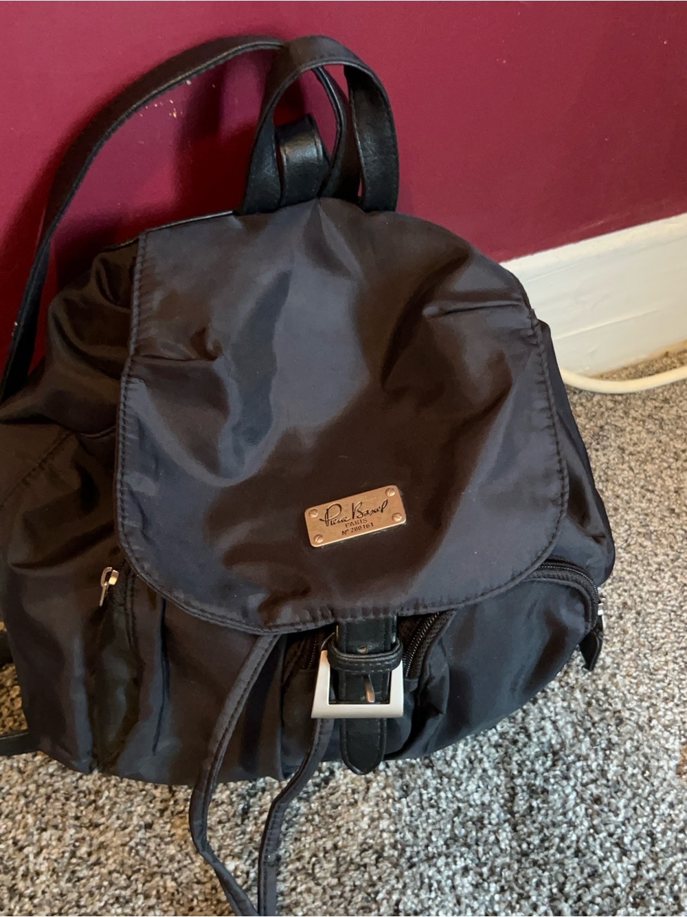 Vintage Pierre Cardin Paris Black Nylon Mini Backpack / Rucksack